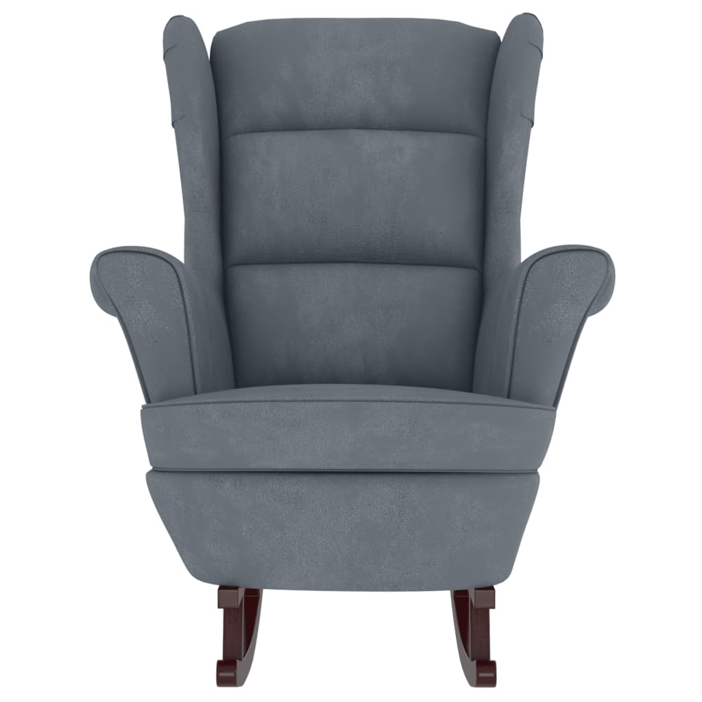 Fauteuil à bascule et pieds en bois d'hévéa Gris foncé Velours - XIOS