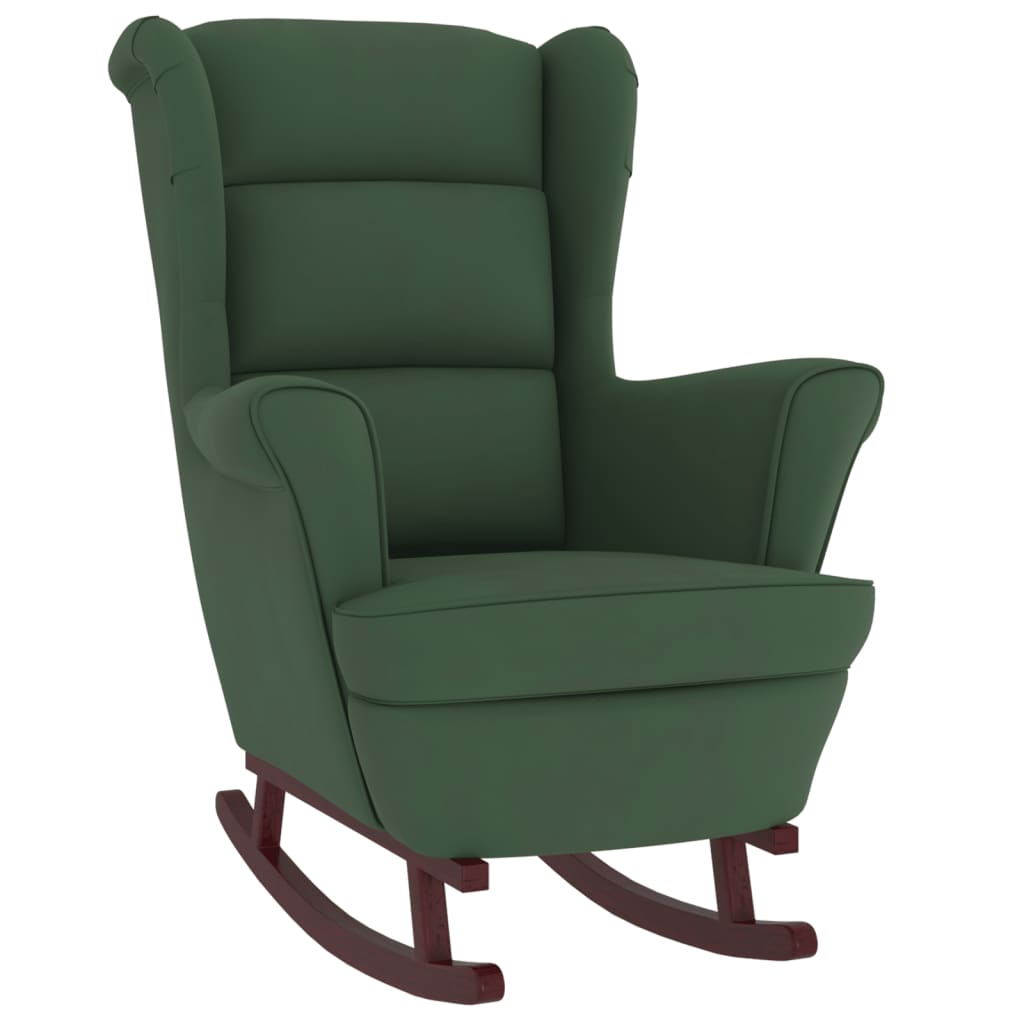 Fauteuil à bascule et pieds en bois d'hévéa Vert foncé Velours - XIOS