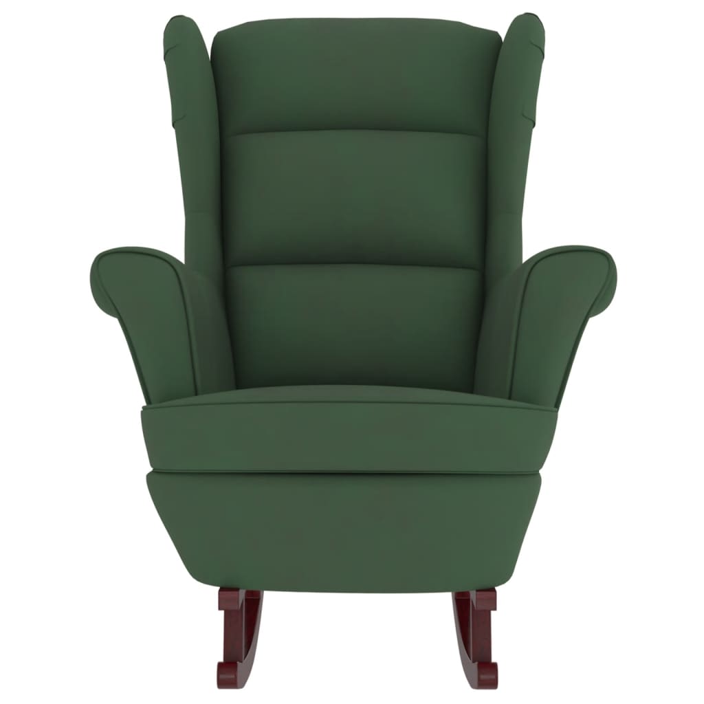 Fauteuil à bascule et pieds en bois d'hévéa Vert foncé Velours - XIOS