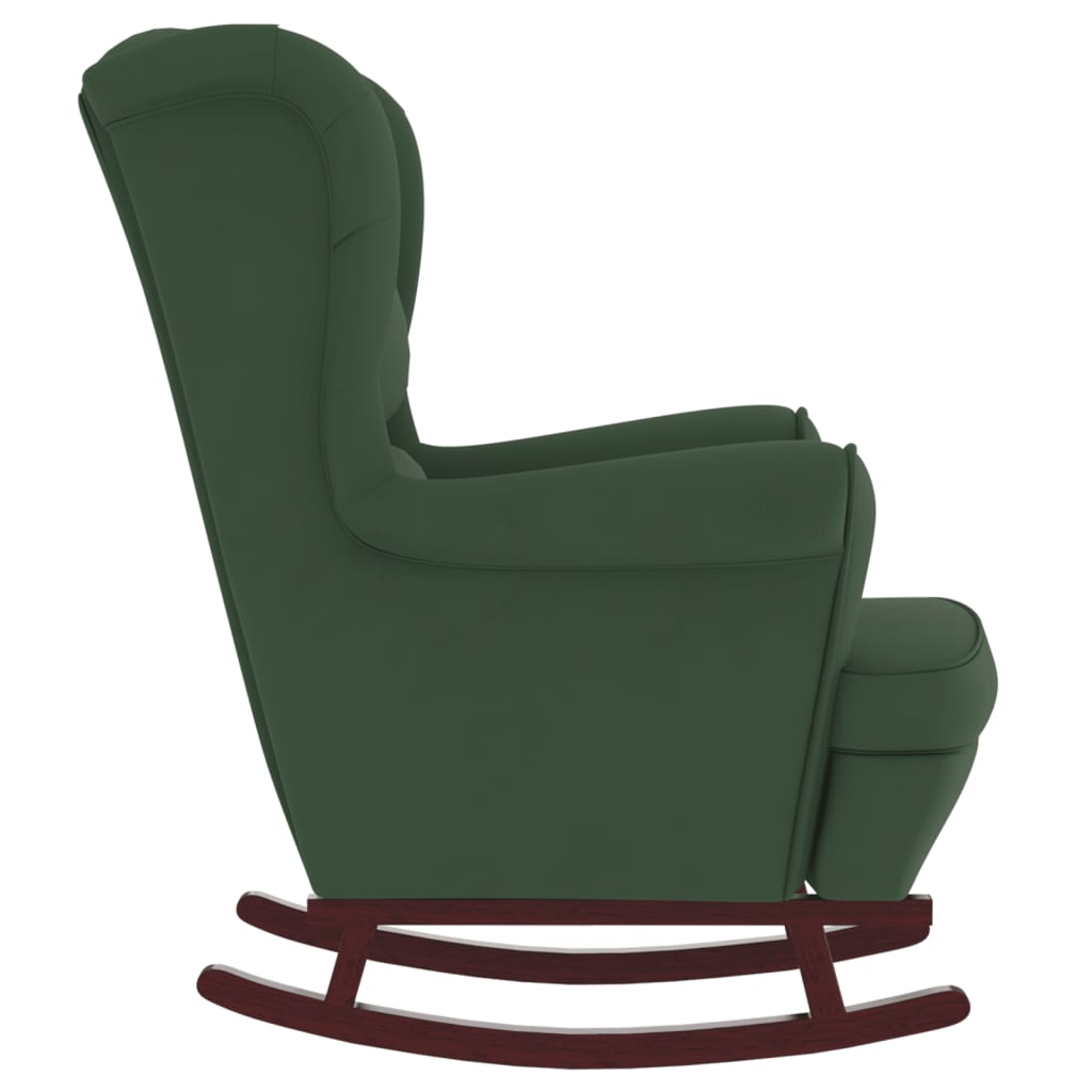 Fauteuil à bascule et pieds en bois d'hévéa Vert foncé Velours - XIOS
