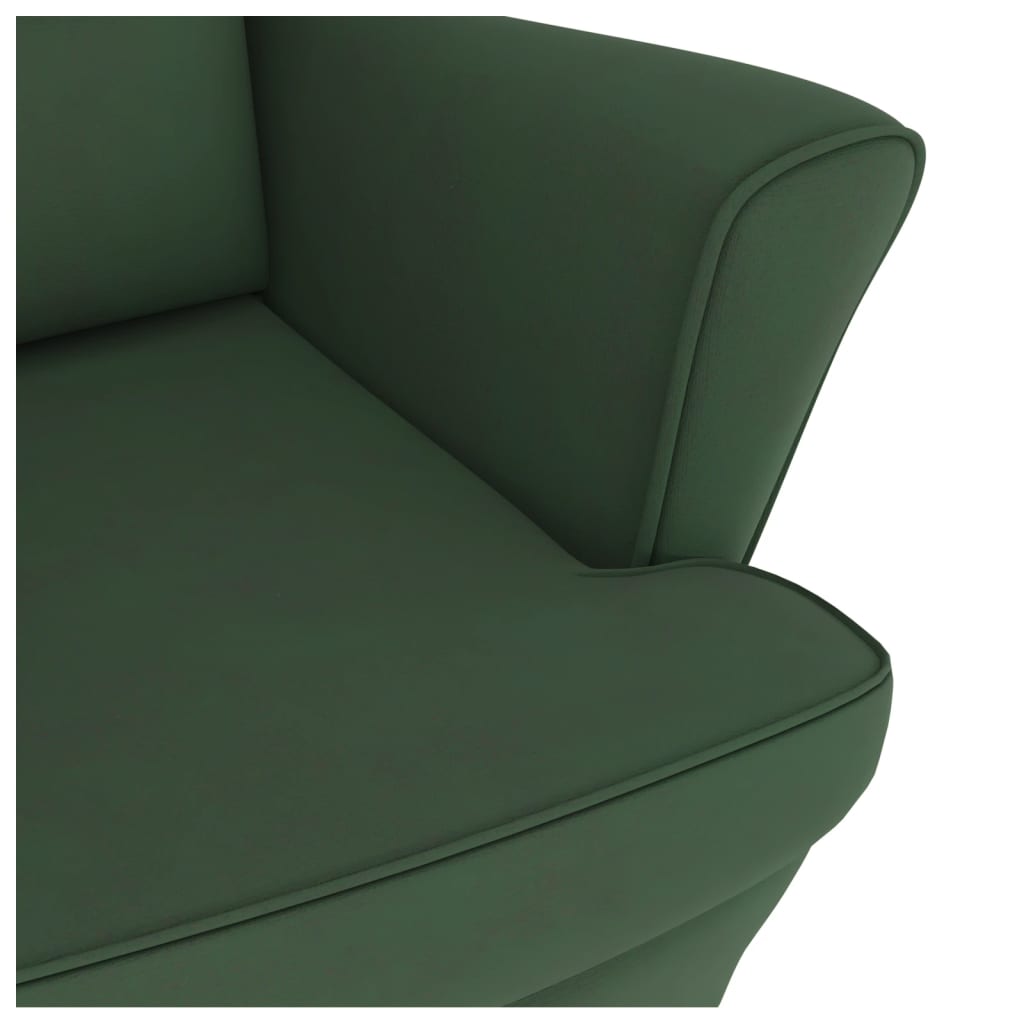 Fauteuil à bascule et pieds en bois d'hévéa Vert foncé Velours - XIOS