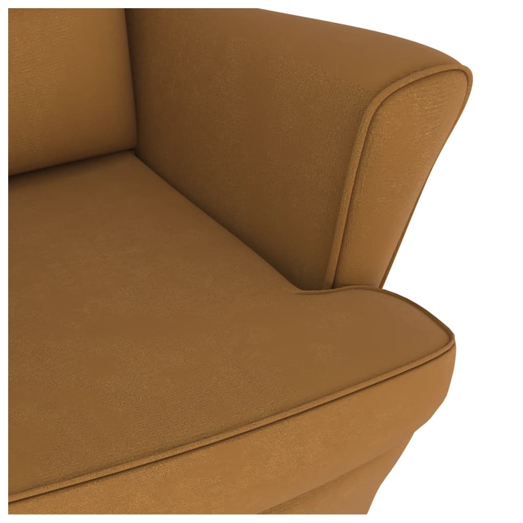 Fauteuil à bascule pieds en bois massif d'hévéa Marron Velours - XIOS