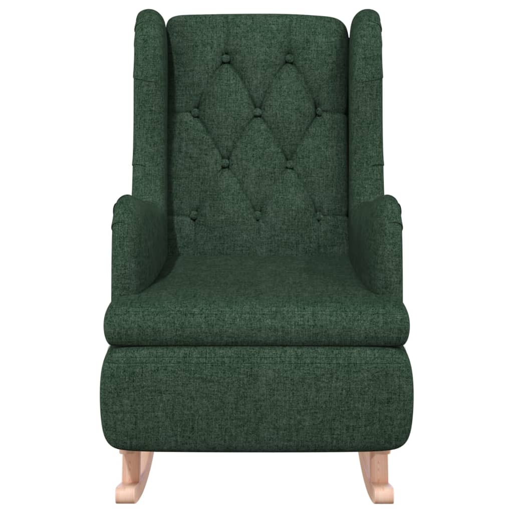 Fauteuil avec pieds à bascule en bois d'hévéa Vert foncé Tissu - XIOS