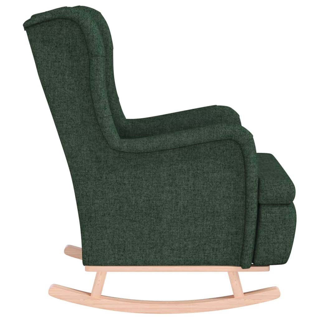 Fauteuil avec pieds à bascule en bois d'hévéa Vert foncé Tissu - XIOS