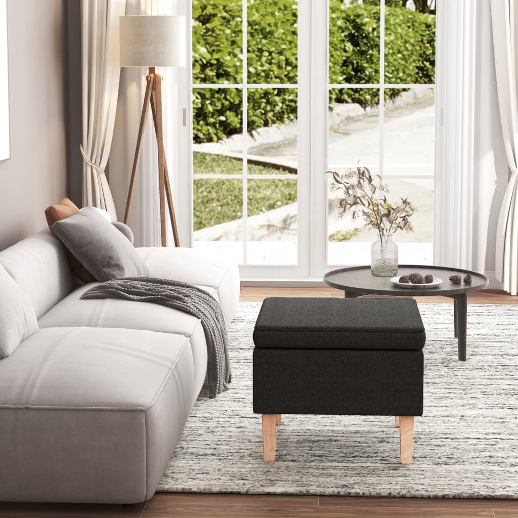 Tabouret avec pieds en bois Noir Tissu - XIOS
