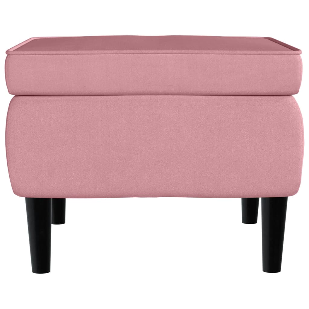 Tabouret avec pieds en bois Rose Velours - XIOS