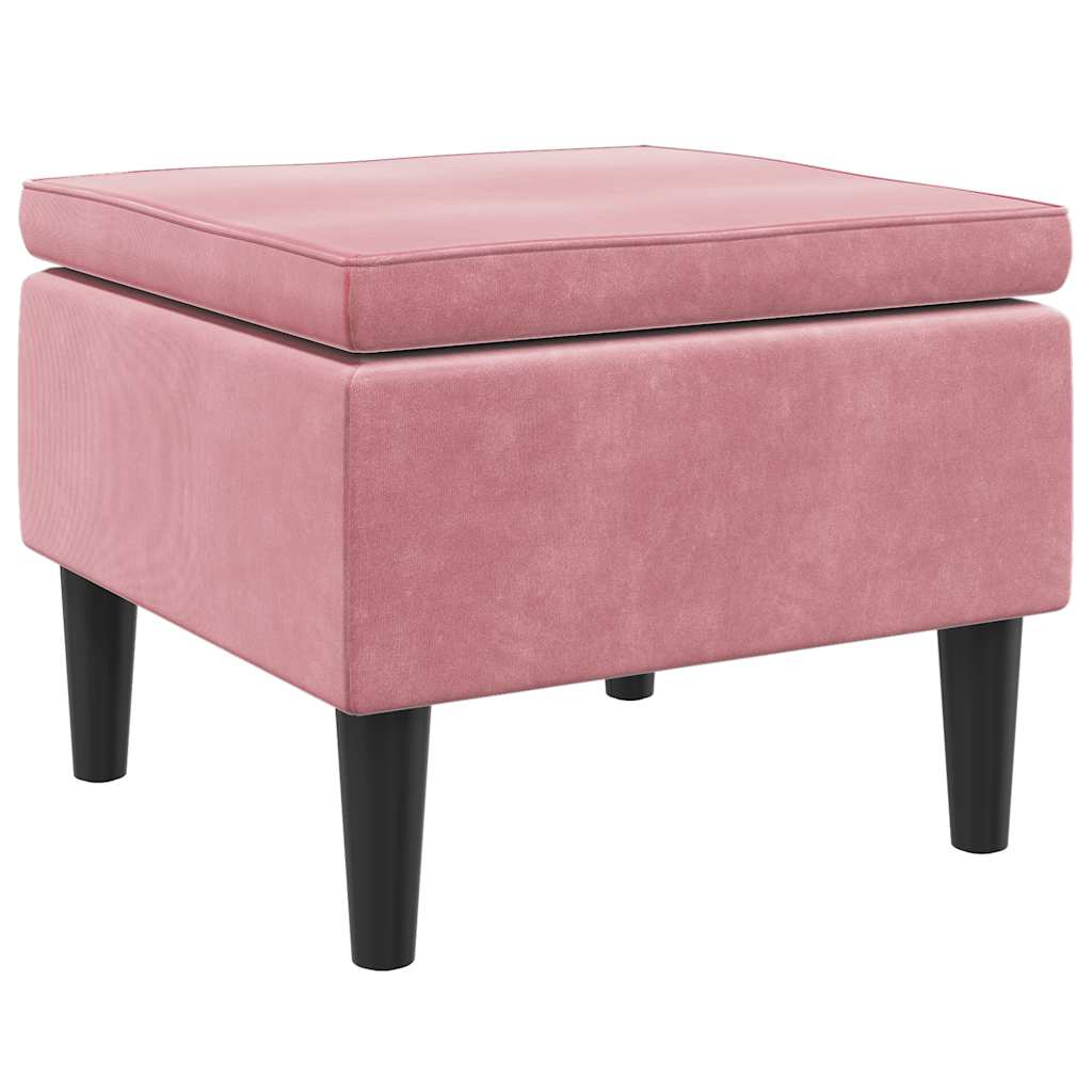 Tabouret avec pieds en bois Rose Velours - XIOS