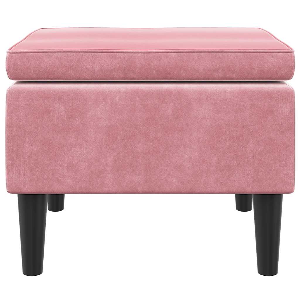 Tabouret avec pieds en bois Rose Velours - XIOS