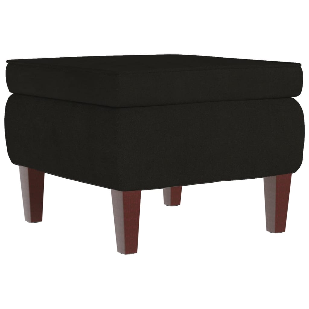 Tabouret avec pieds en bois Noir Velours