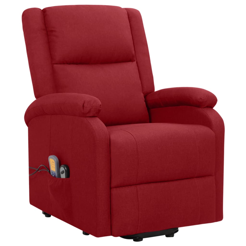 Fauteuil de massage Rouge bordeaux Tissu Fauteuils électriques vidaXL