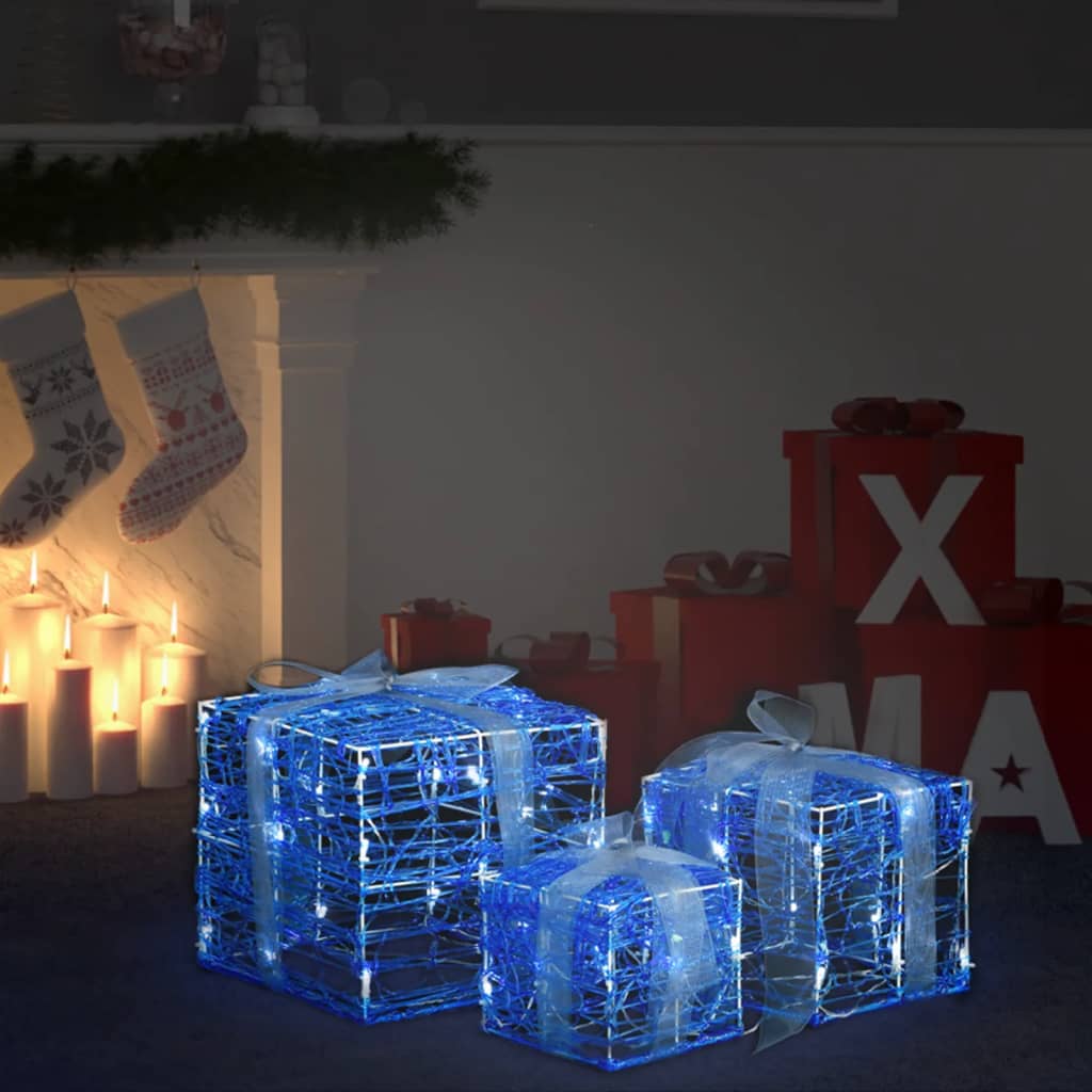 Boîtes-cadeaux de Noël décoratives 3 pcs Acrylique Blanc froid - XIOS