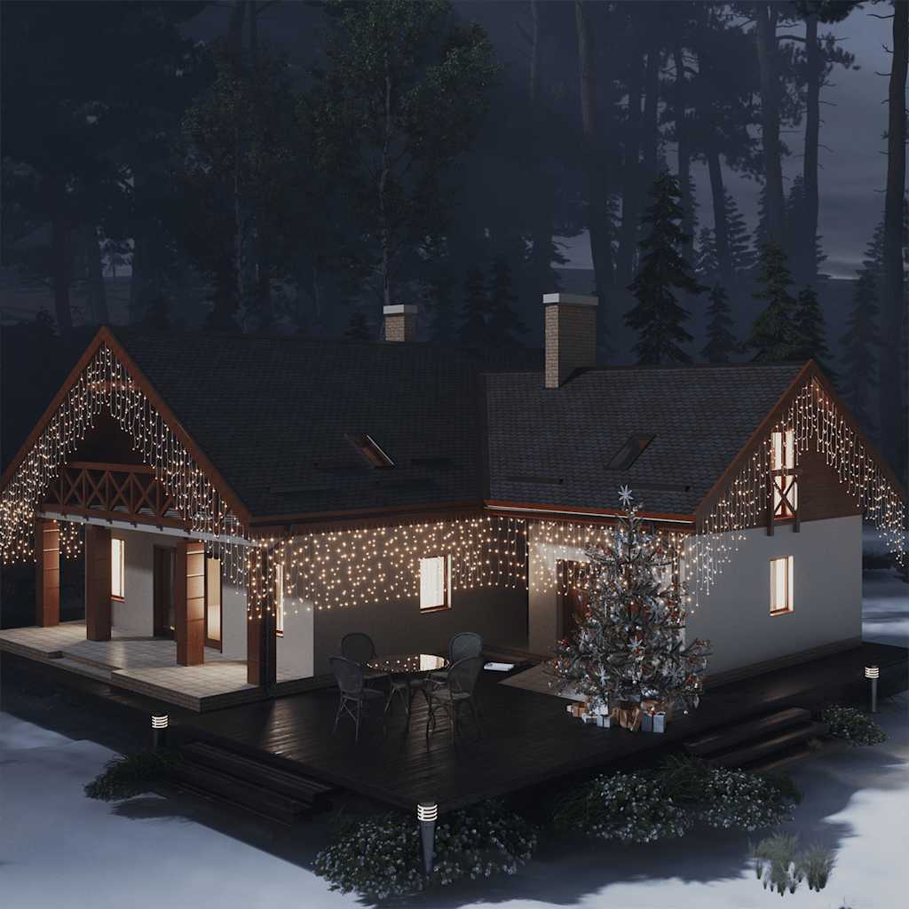 Rideau lumineux à glaçons LED 10m 400LED Blanc chaud 8fonctions - XIOS