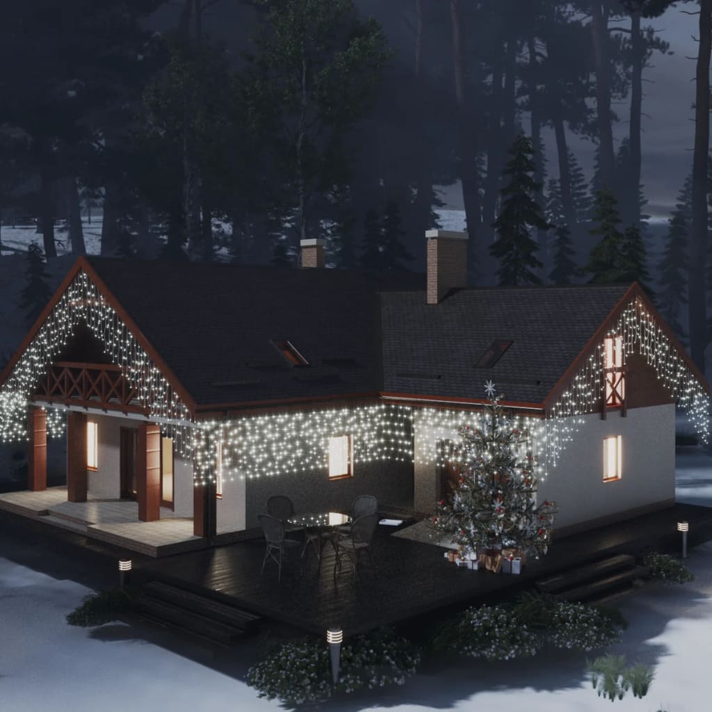 Rideau lumineux à glaçons LED 10m 400LED Blanc froid 8fonctions - XIOS