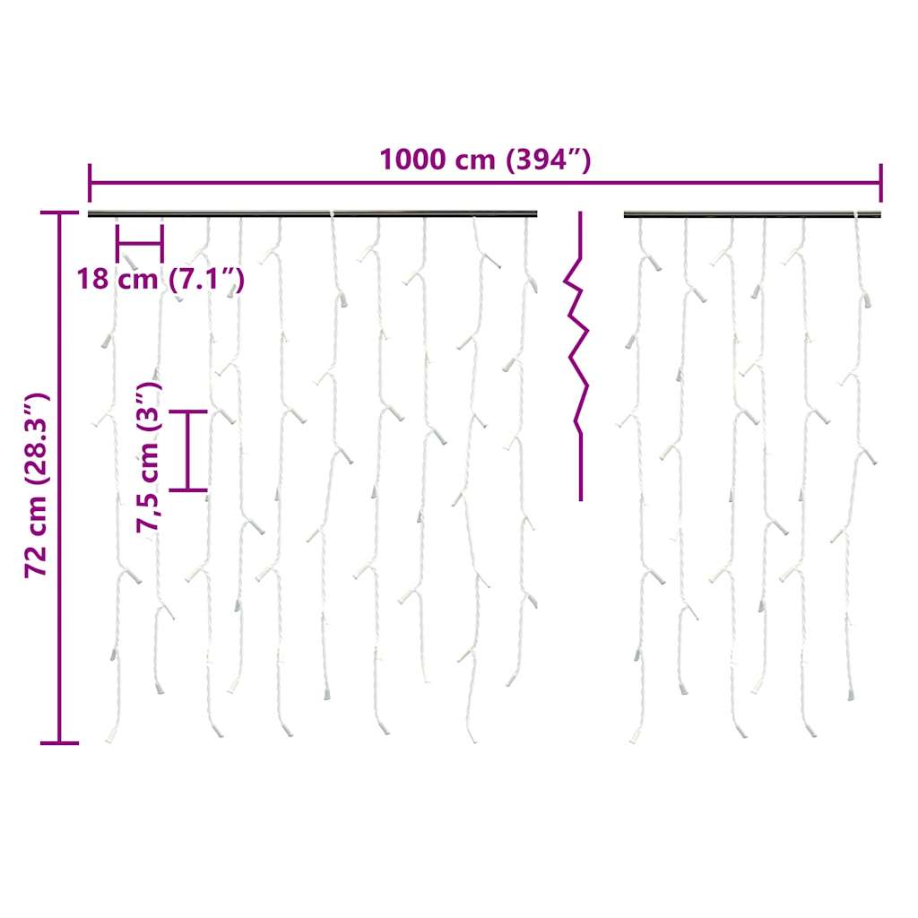 Rideau lumineux à glaçons LED 10m 400LED Multicolore 8fonctions - XIOS