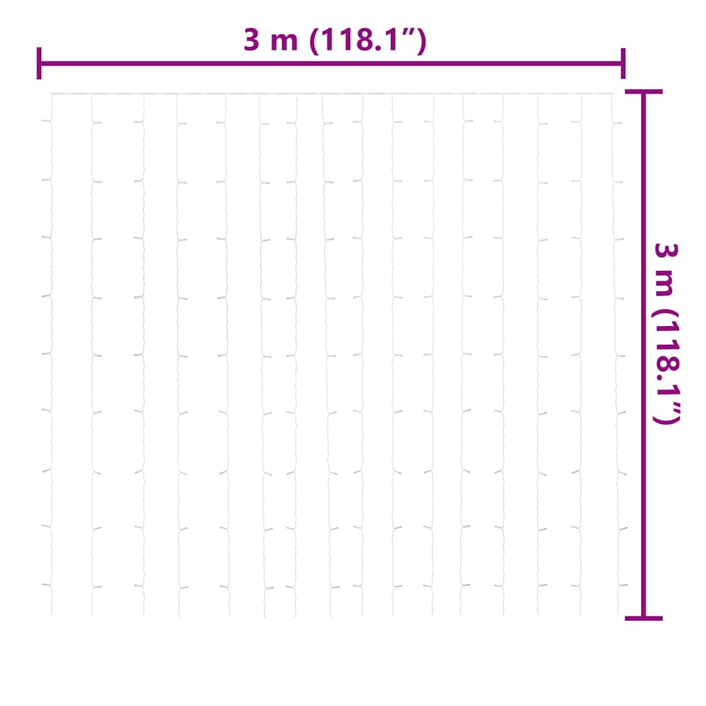 Rideaux lumineux à LED 3x3 m 300 LED Blanc froid 8 fonctions - XIOS