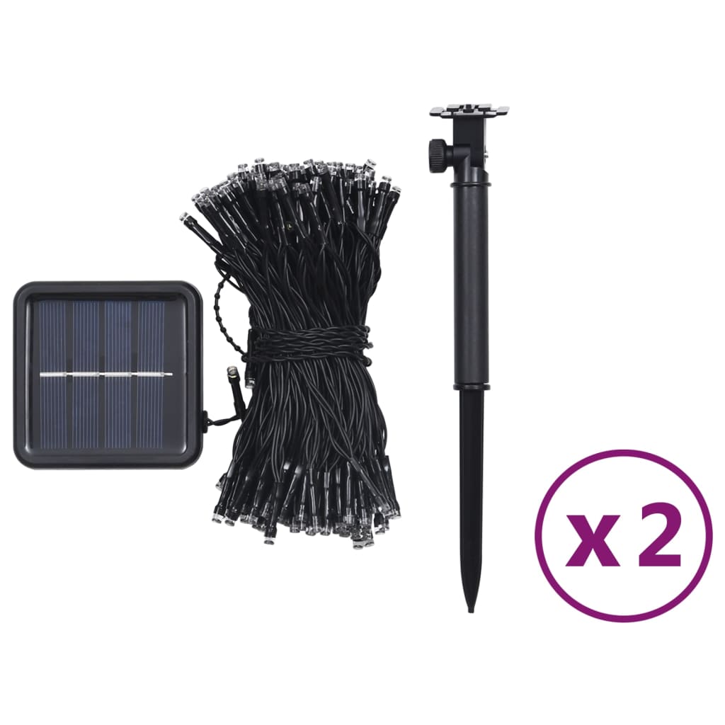Lampes solaires 2 pcs 2x200 LED Blanc froid Intérieur Extérieur - XIOS
