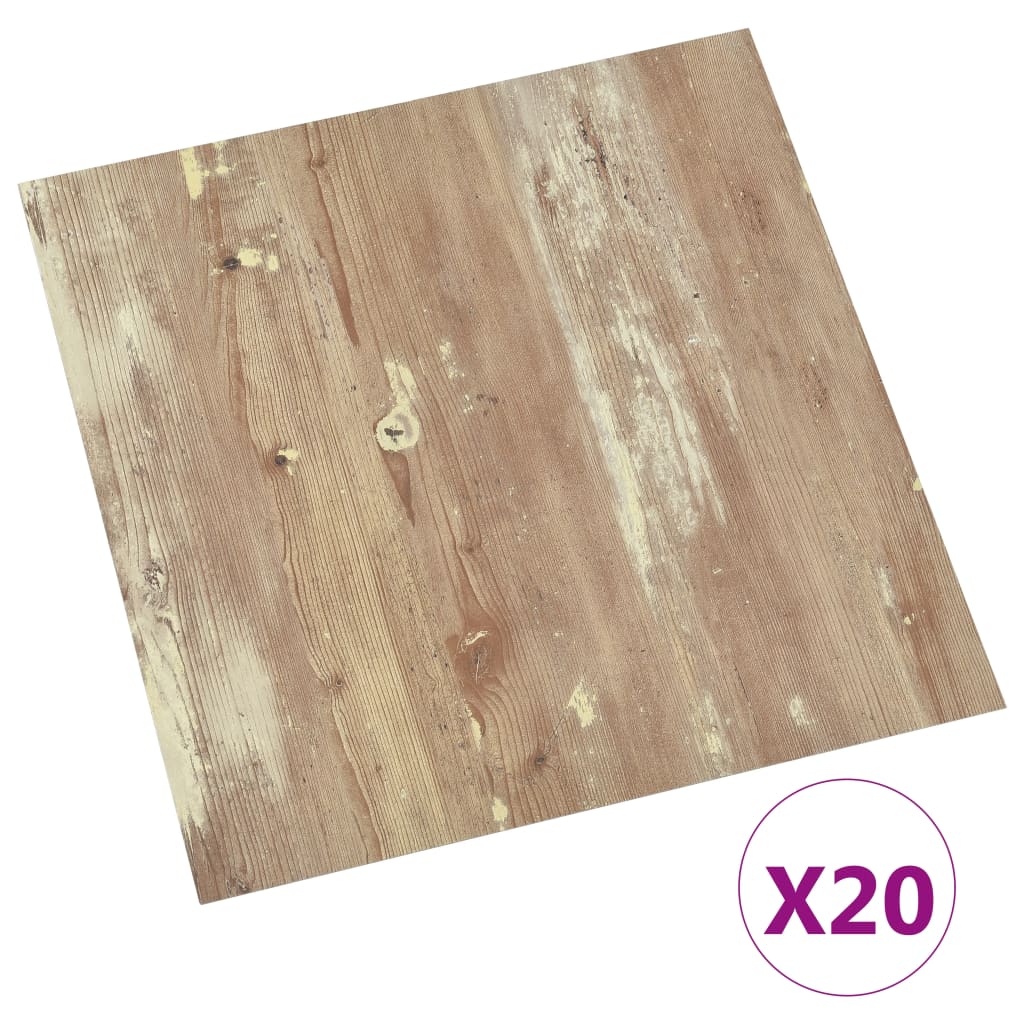 Dalles de plancher autoadhésives 20 pcs PVC 1,86 m² marron Tapis & revêtements de sol vidaXL