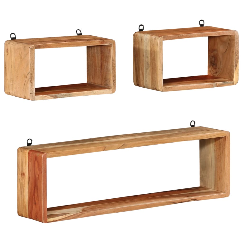 Ensemble d'étagères murales cube 3 pcs Bois d'acacia solide - XIOS