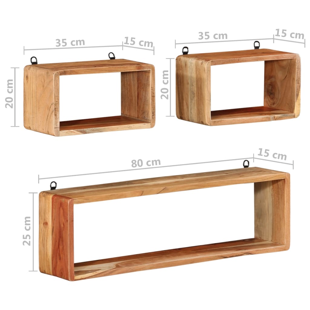 Ensemble d'étagères murales cube 3 pcs Bois d'acacia solide - XIOS
