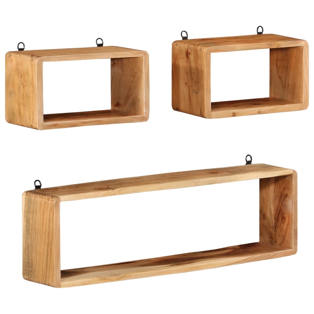 Ensemble d'étagères murales cube 3 pcs Bois d'acacia solide - XIOS