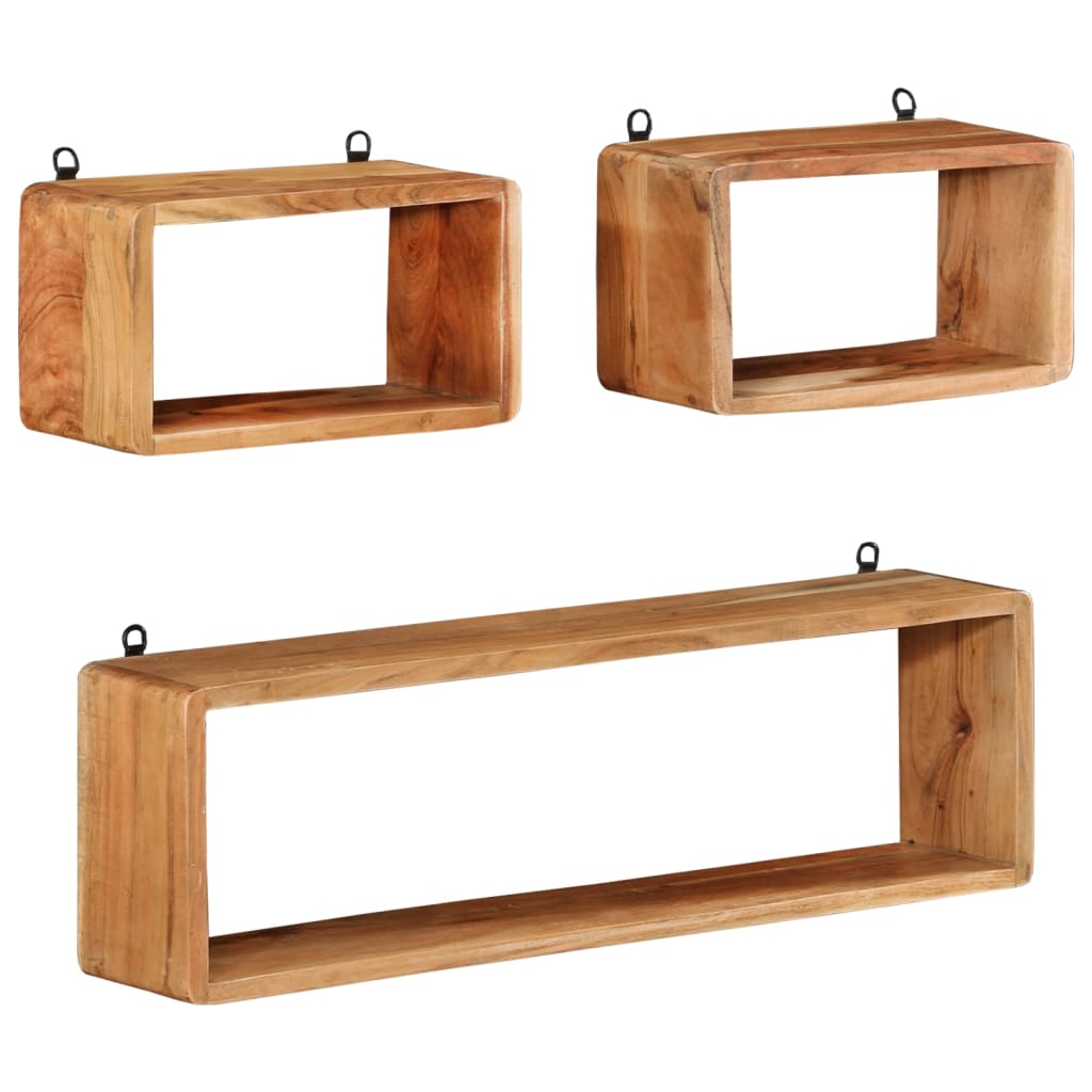 Ensemble d'étagères murales cube 3 pcs Bois d'acacia solide - XIOS