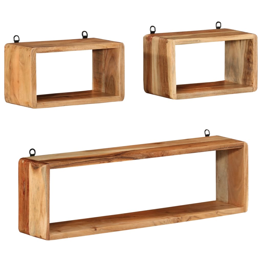 Ensemble d'étagères murales cube 3 pcs Bois d'acacia solide - XIOS