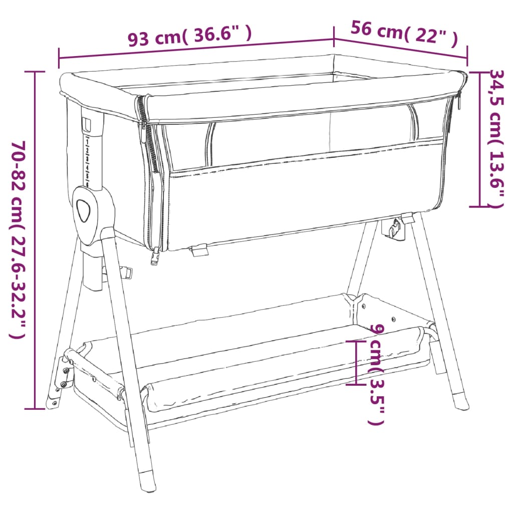 Lit pour bébé avec matelas Taupe Tissu de lin - XIOS