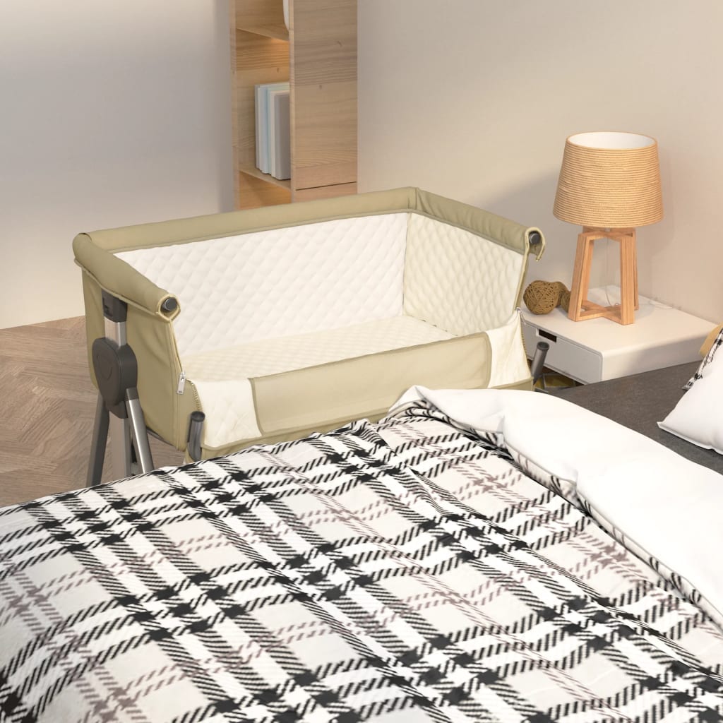 Lit pour bébé avec matelas Taupe Tissu de lin XIOS