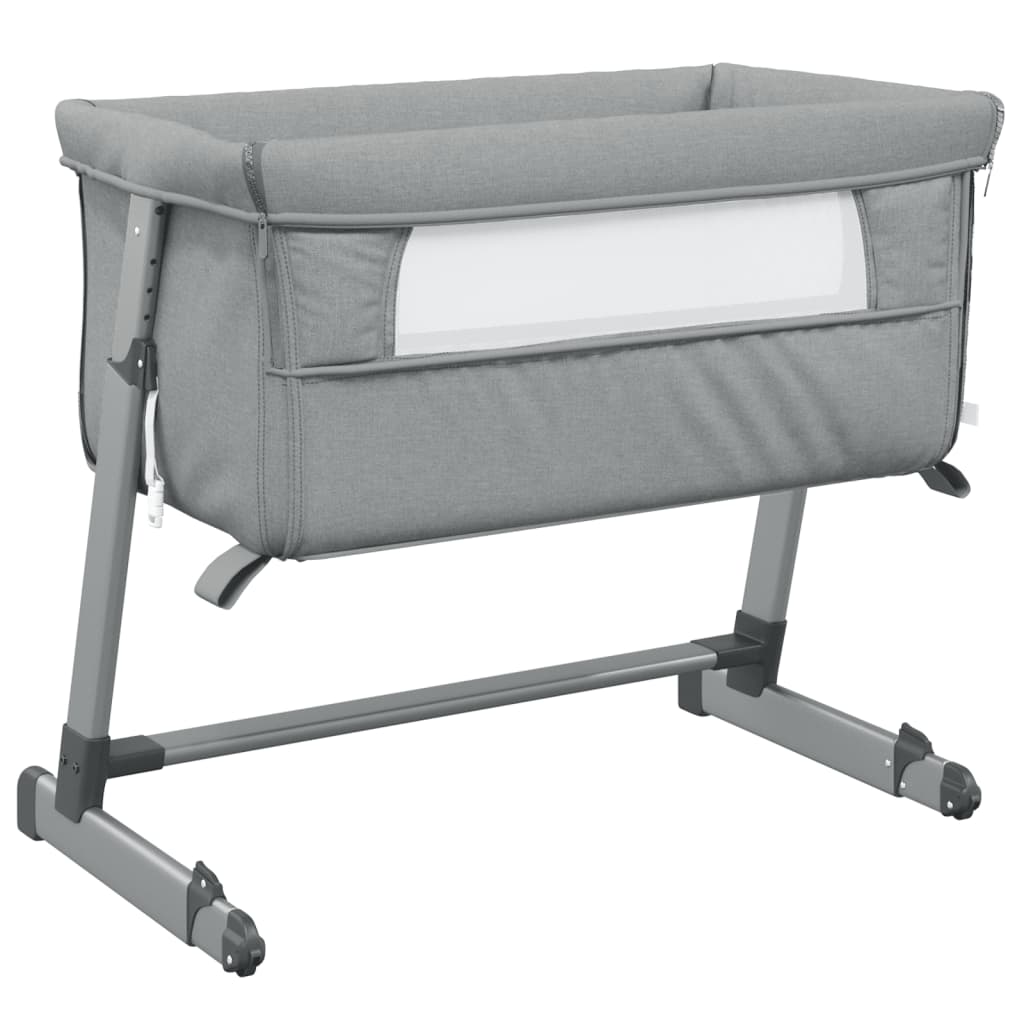 Lit pour bébé avec matelas Gris clair Tissu de lin XIOS