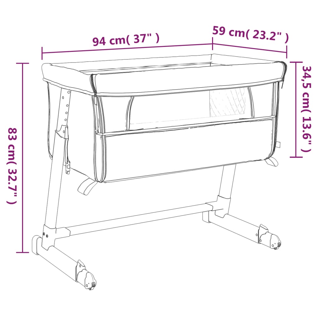 Lit pour bébé avec matelas Gris clair Tissu de lin - XIOS