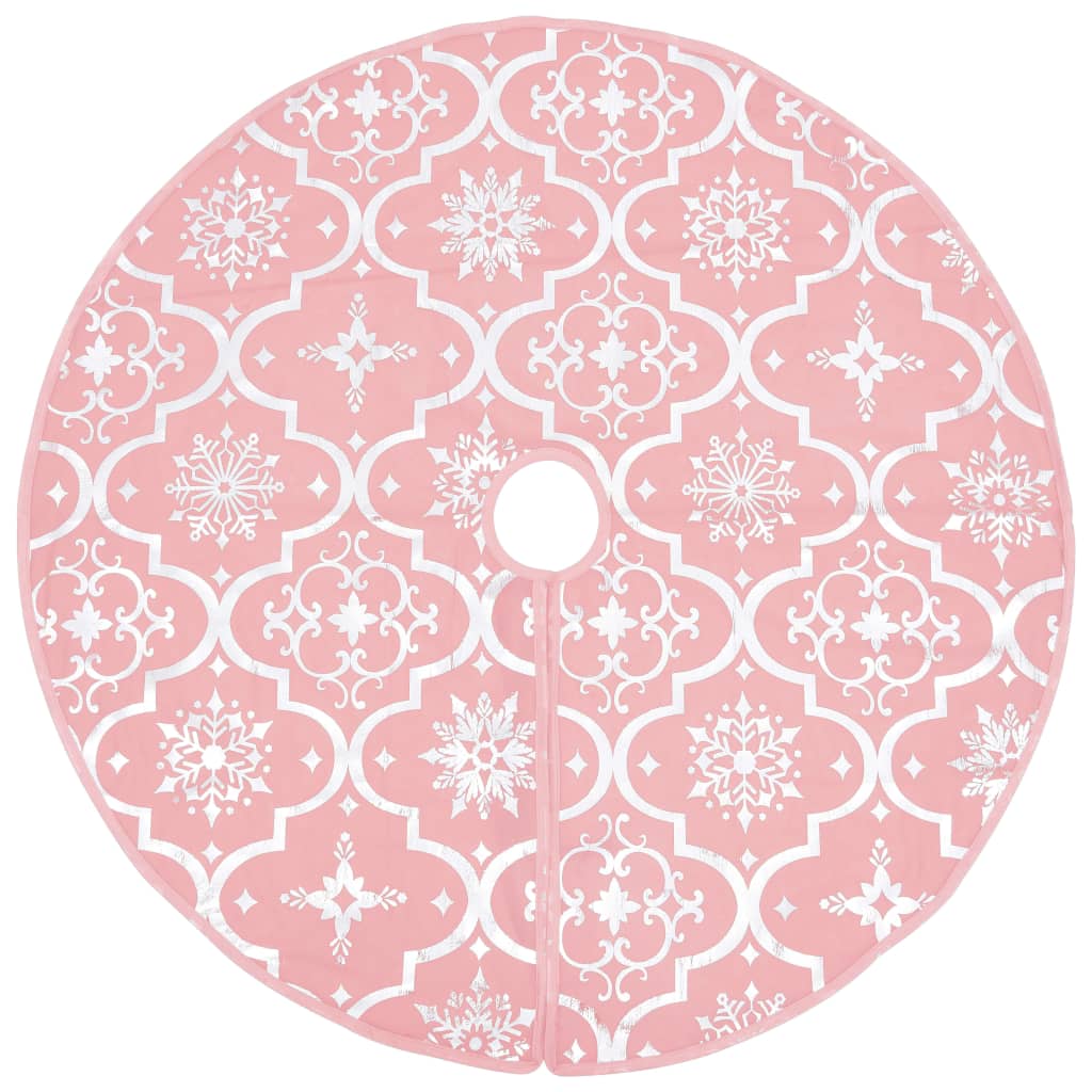 Jupe de sapin de Noël de luxe avec chaussette Rose 90 cm Tissu