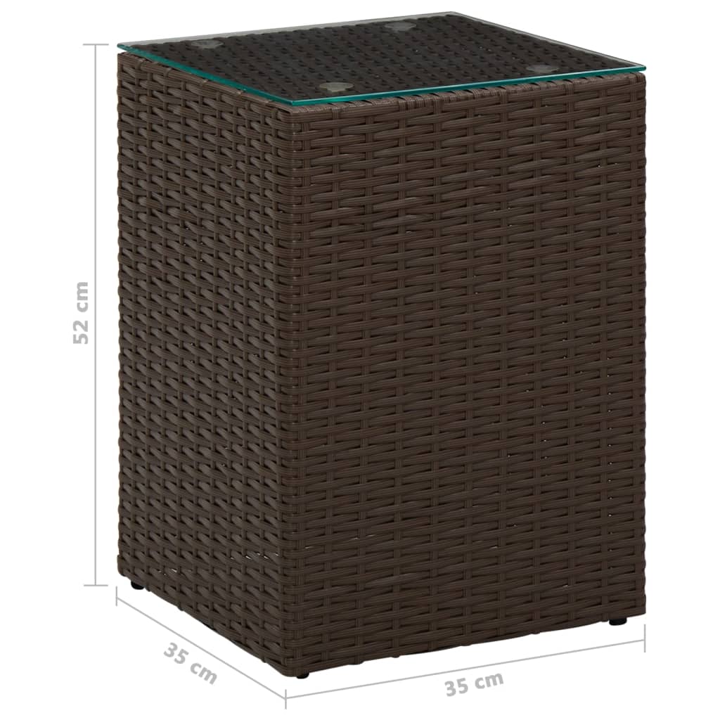 Table d'appoint dessus verre Marron 35x35x52 cm Résine tressée - XIOS