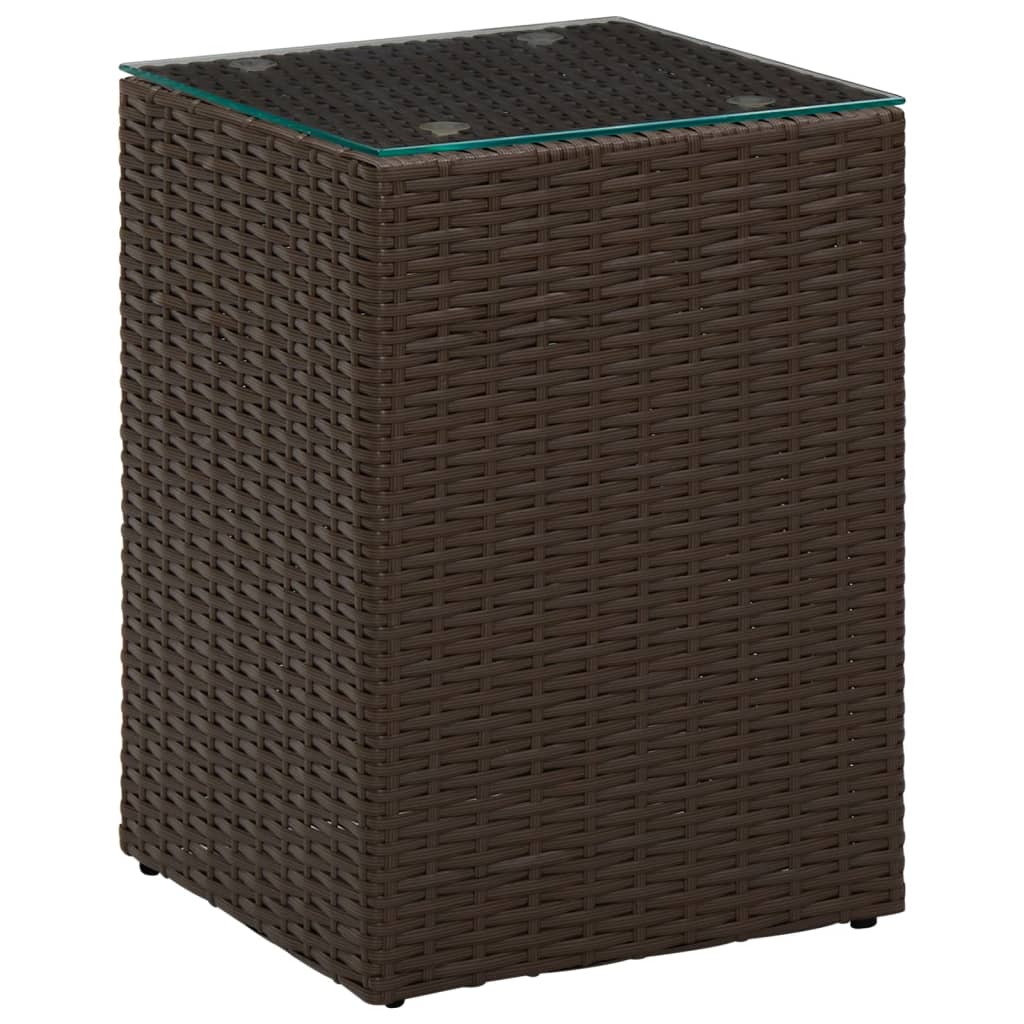 Tables d'appoint 3 pcs et dessus en verre Marron Résine tressée - XIOS