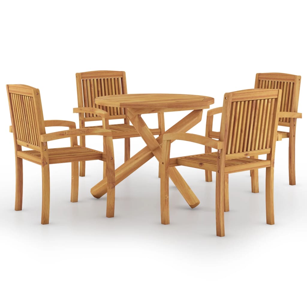 Ensemble à manger de jardin 5 pcs Bois de teck massif