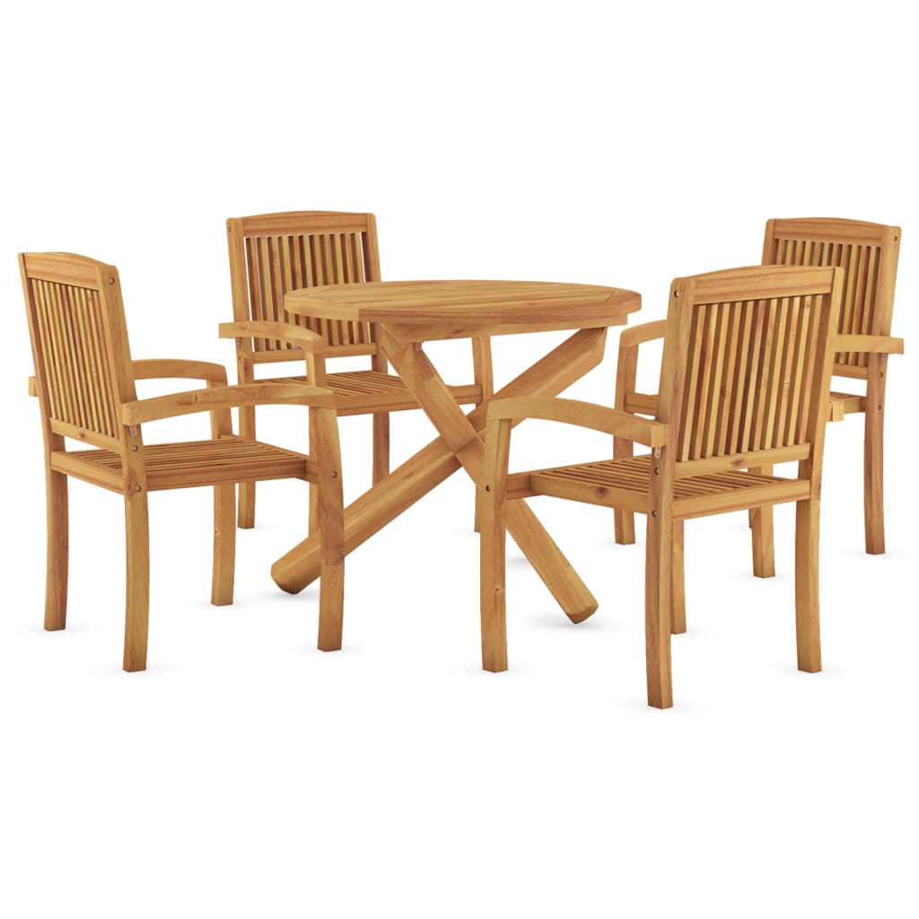 Ensemble à manger de jardin 5 pcs Bois de teck massif Salons de jardin vidaXL