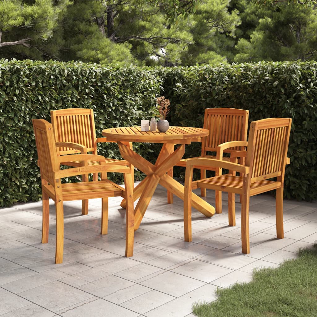 Ensemble à manger de jardin 5 pcs Bois de teck massif