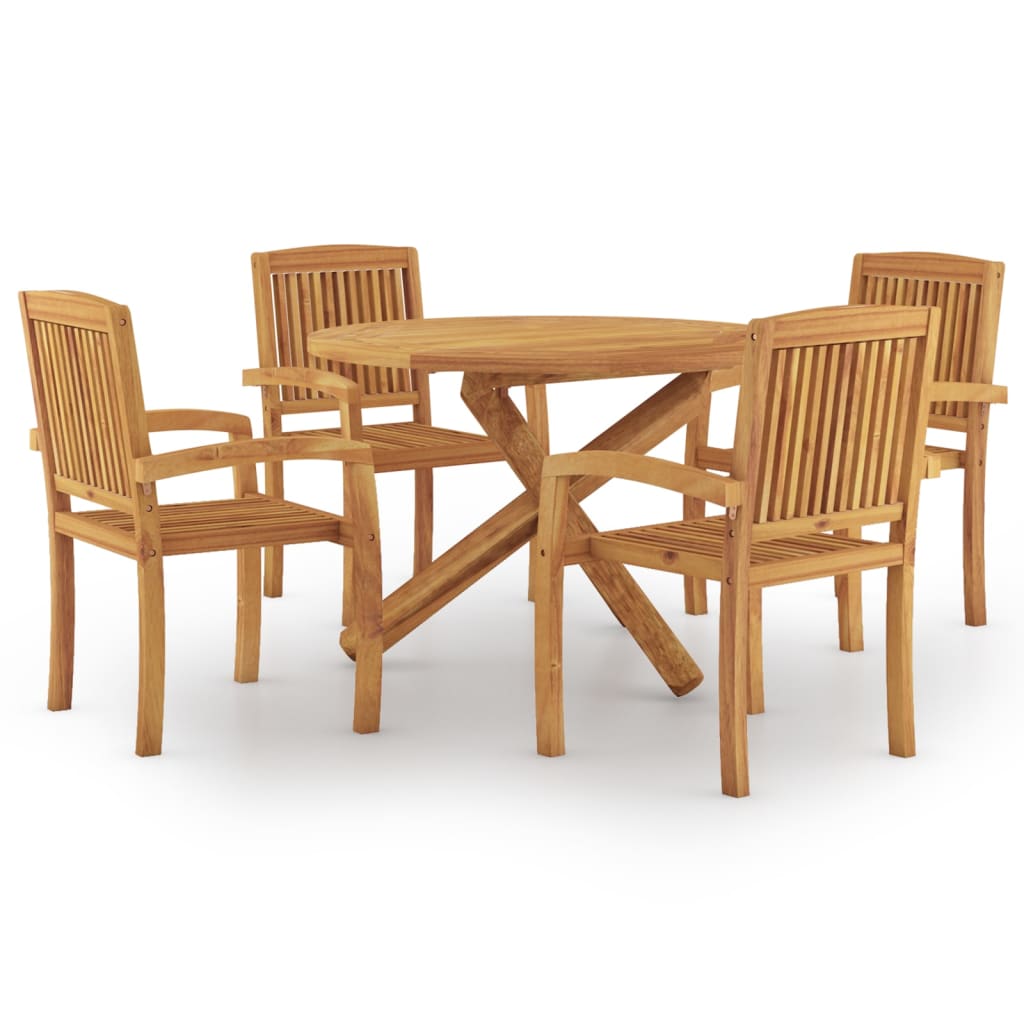 Ensemble à manger de jardin 5 pcs Bois de teck massif