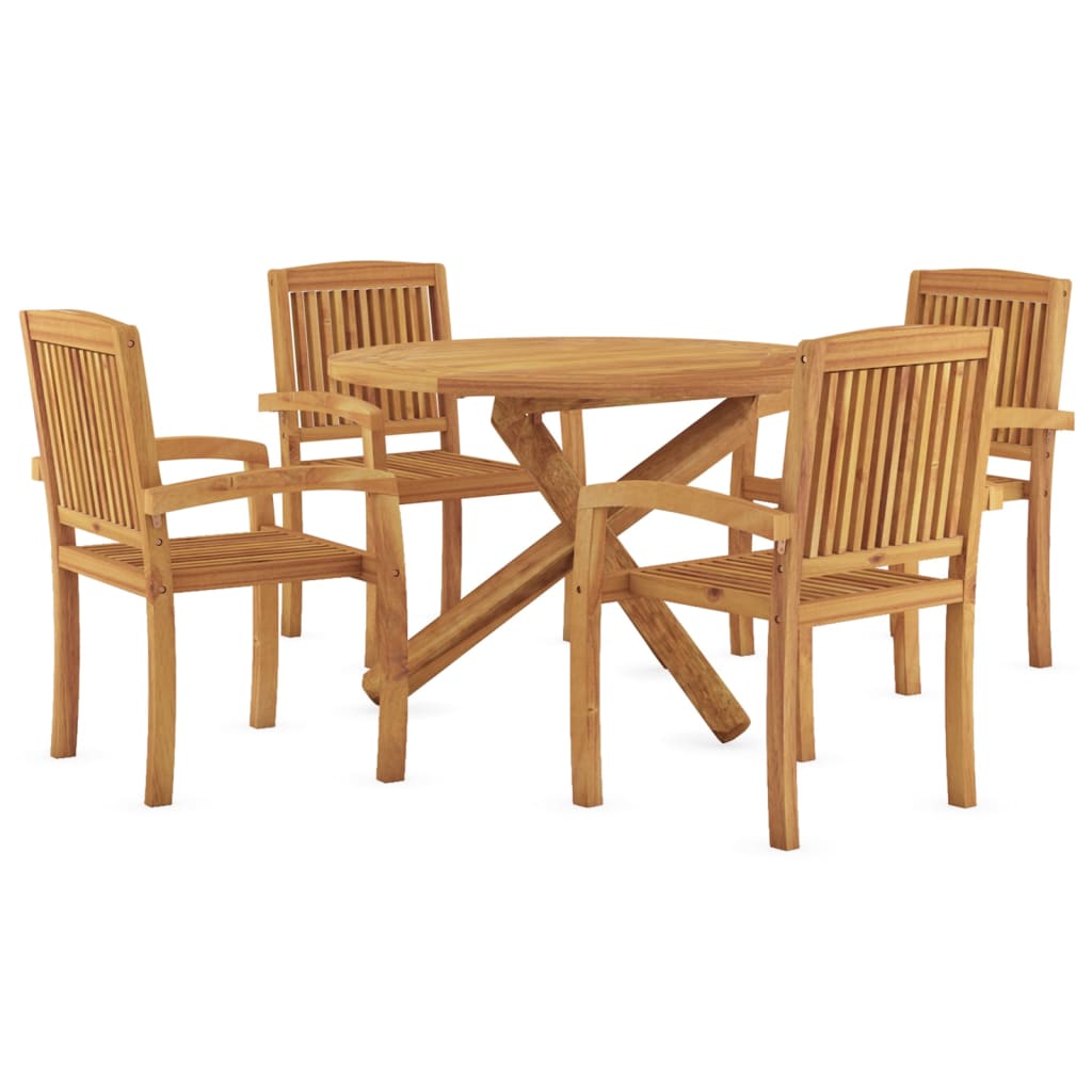 Ensemble à manger de jardin 5 pcs Bois de teck massif Salons de jardin vidaXL