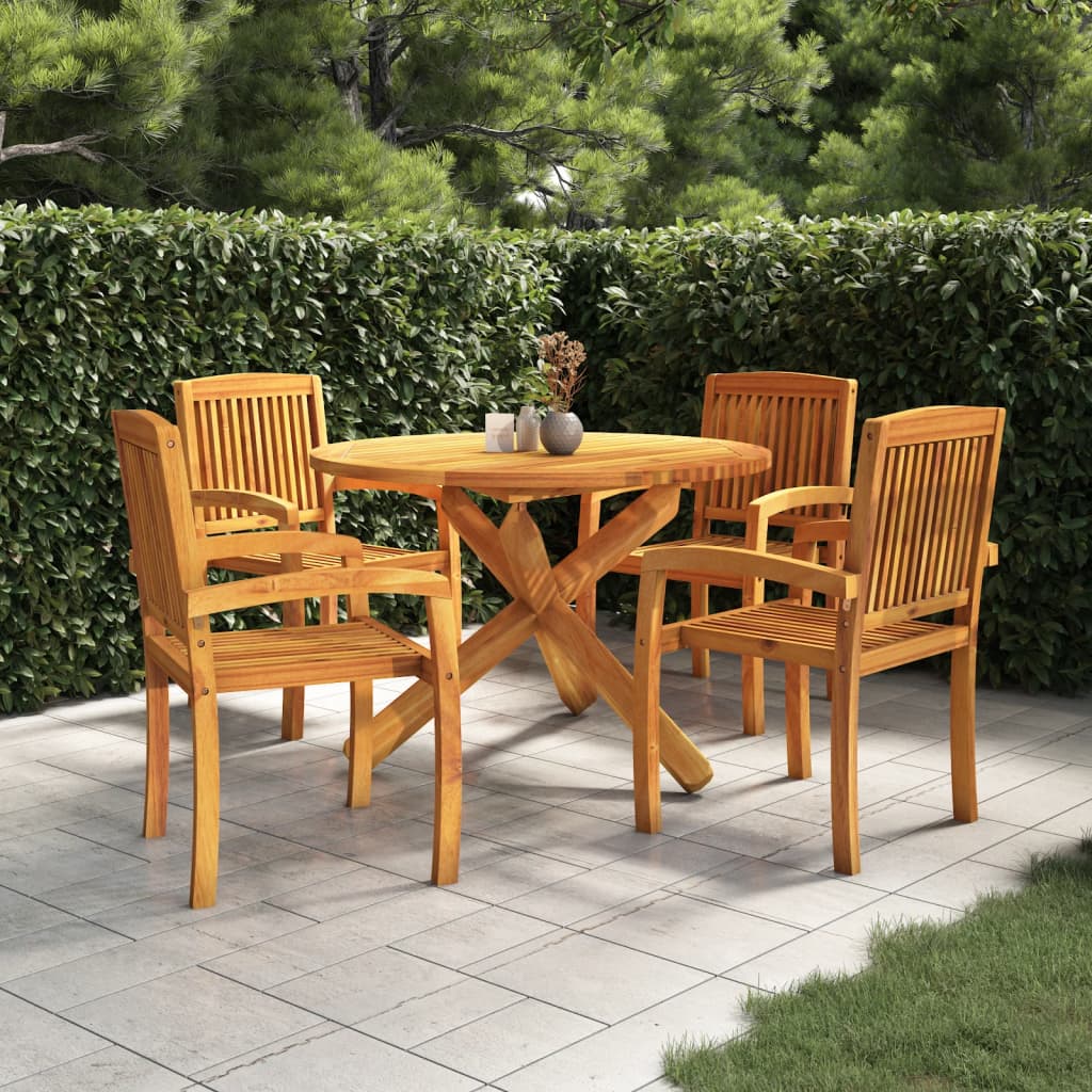 Ensemble à manger de jardin 5 pcs Bois de teck massif