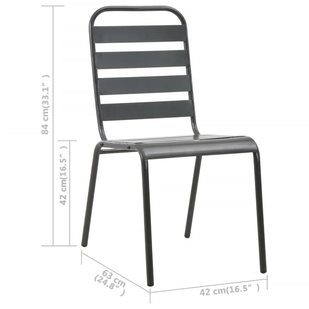 Ensemble à manger de jardin 5 pcs Acier Gris foncé