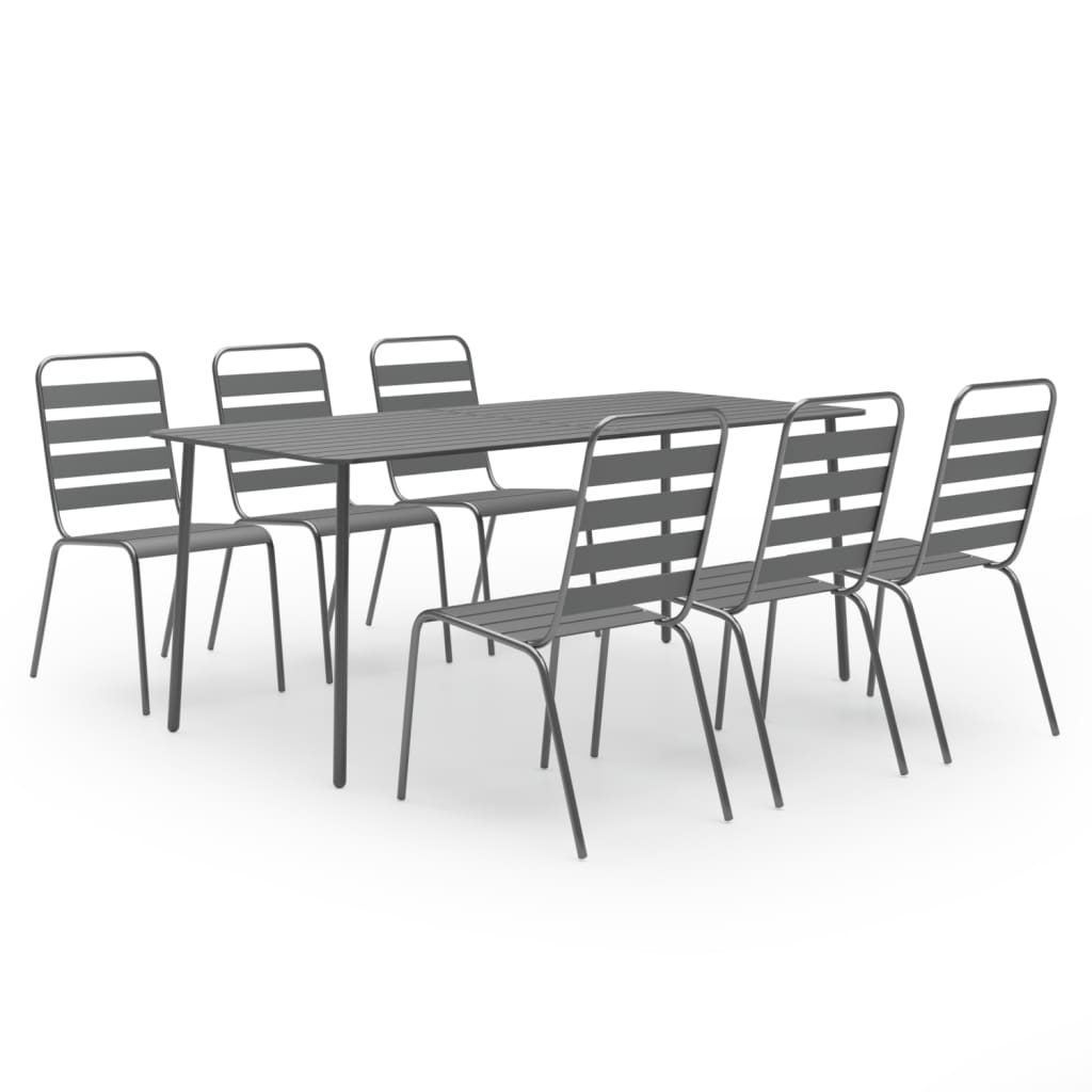 Ensemble à manger de jardin 7 pcs Acier Gris foncé
