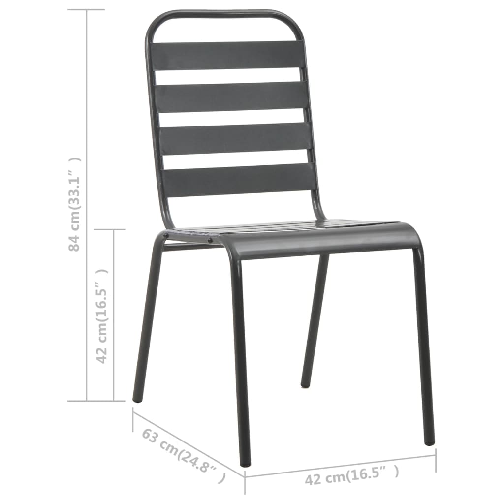 Ensemble à manger de jardin 7 pcs Acier Gris foncé