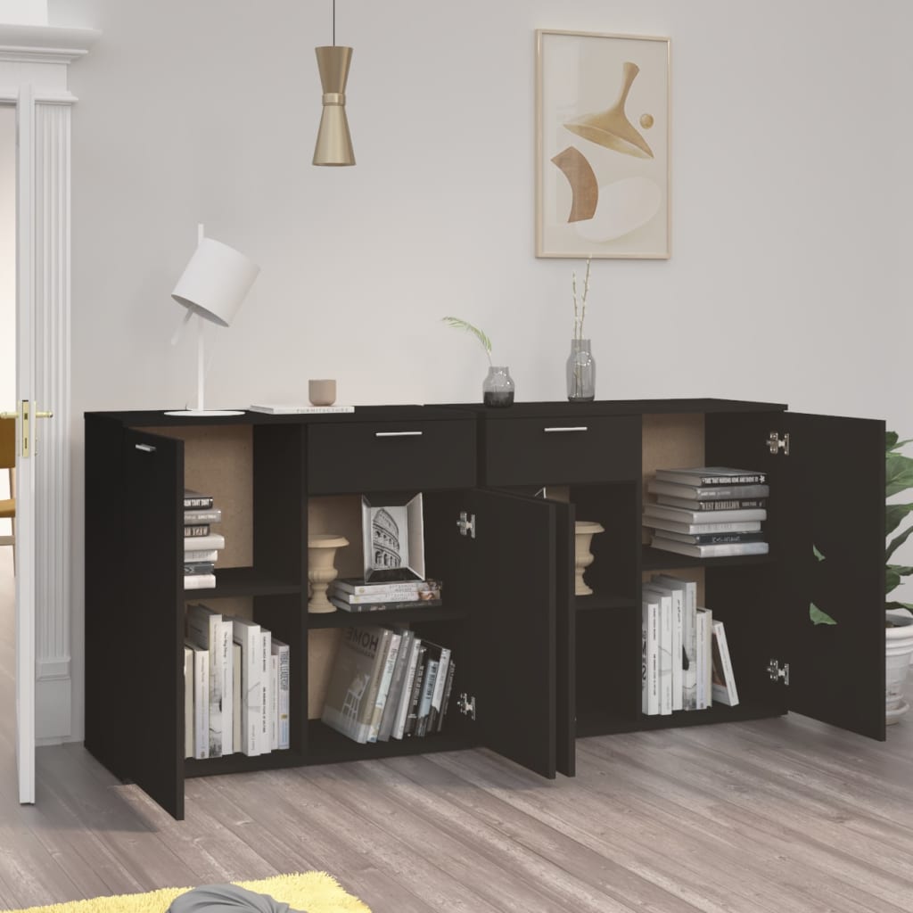 Buffet Noir 160x36x75 cm Bois d'ingénierie Buffets & bahuts vidaXL