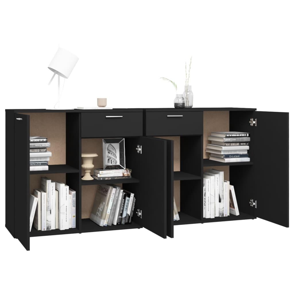 Buffet Noir 160x36x75 cm Bois d'ingénierie Buffets & bahuts vidaXL