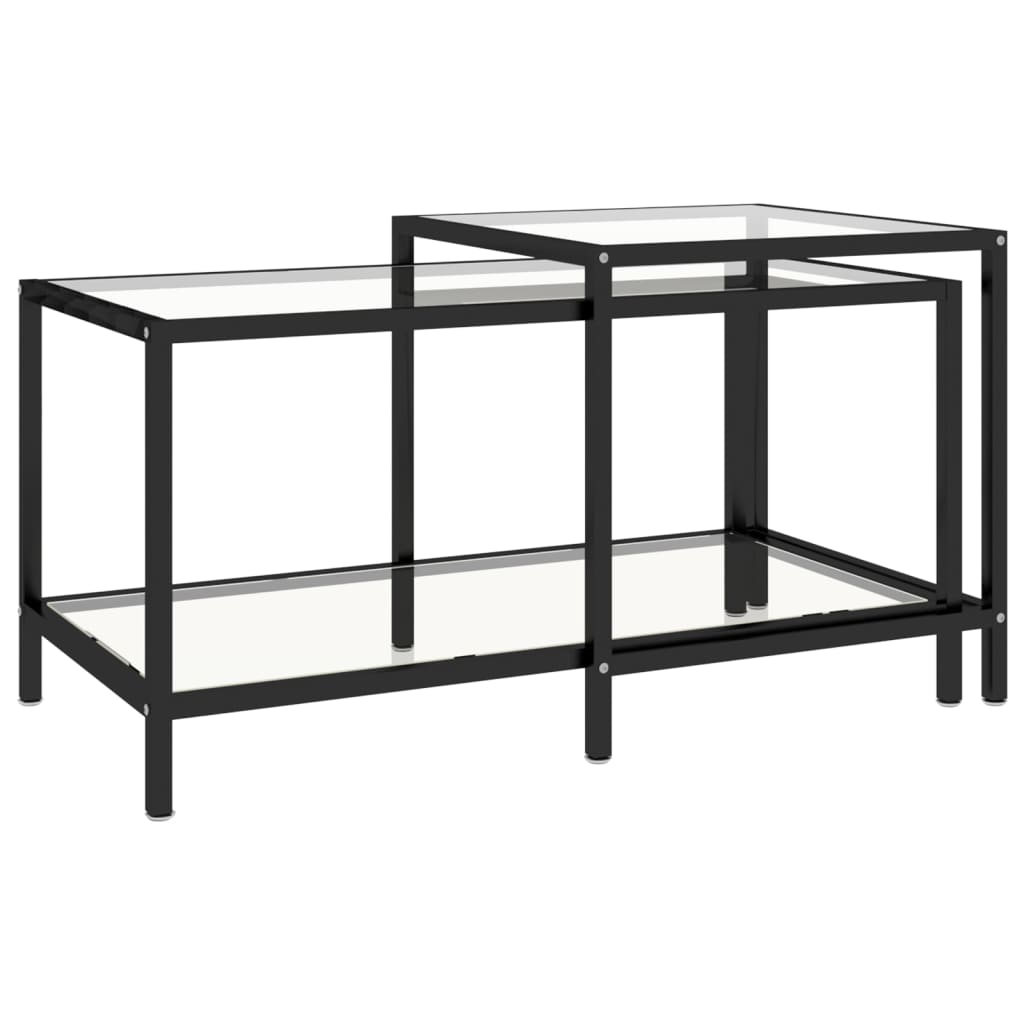 Tables à thé 2 pcs Verre trempé Transparent