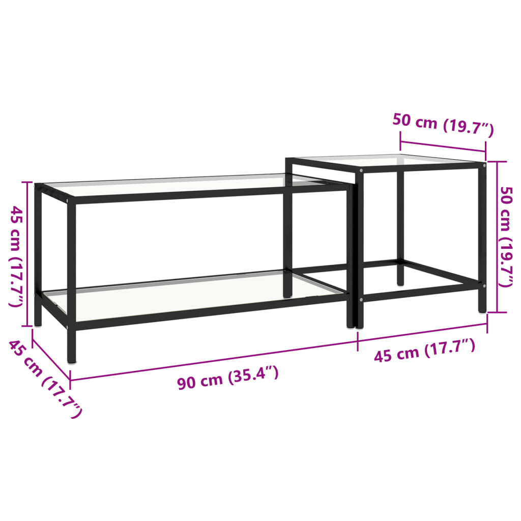 Tables à thé 2 pcs Verre trempé Transparent