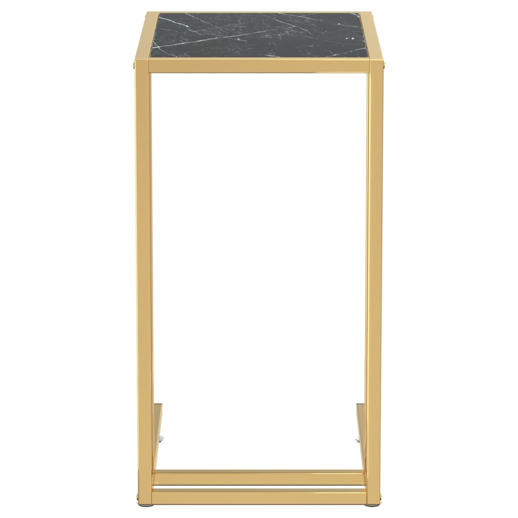 Table d'appoint ordinateur Marbre noir 50x35x65 cm Verre trempé