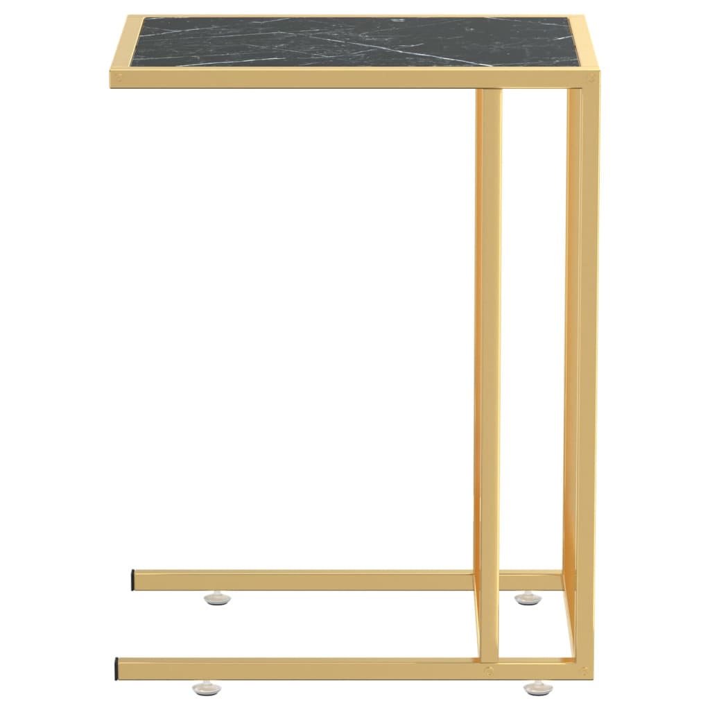Table d'appoint ordinateur Marbre noir 50x35x65 cm Verre trempé