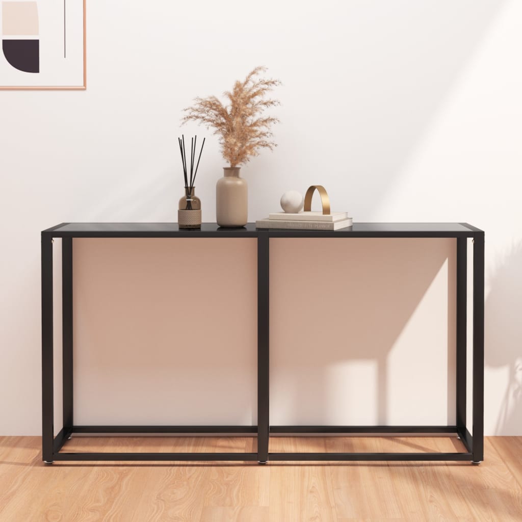 Table console Noir 140x35x75,5 cm Verre trempé Tables d'appoint vidaXL