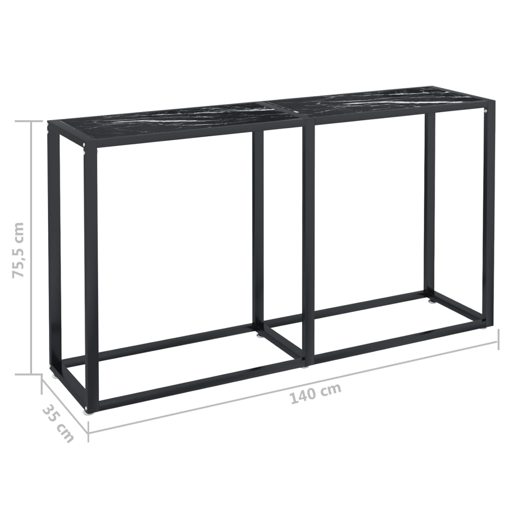 Table console Marbre noir 140x35x75,5 cm Verre trempé - XIOS